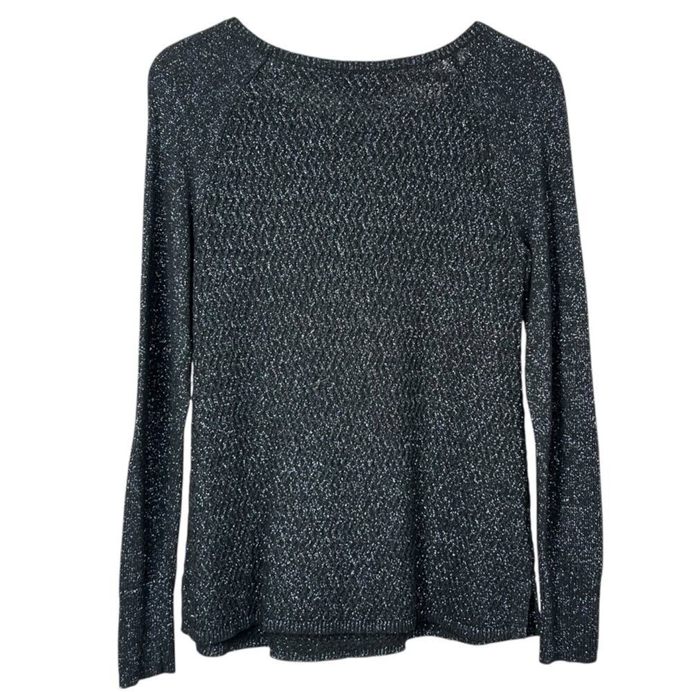 Ann Taylor Loft Black Speckled Sparkle Knit Women’s Sweater Size Medium - Picture 2 of 3
